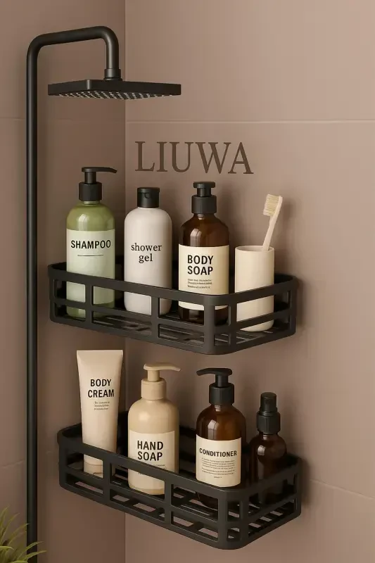 2-Tier Organizer Adhesive Bathroom Shelf, Shampoo, Soap, Shower Gel (PR) - 1