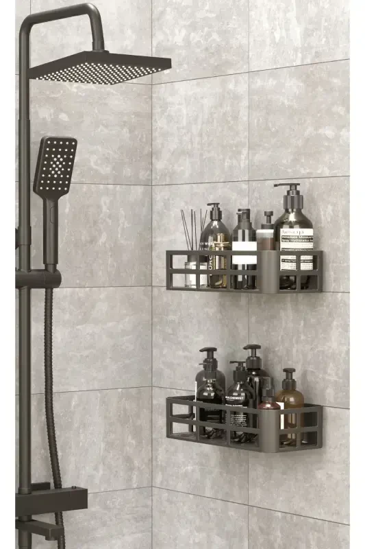 2-Tier Organizer Adhesive Bathroom Shelf, Shampoo, Soap, Shower Gel (PR) - 2