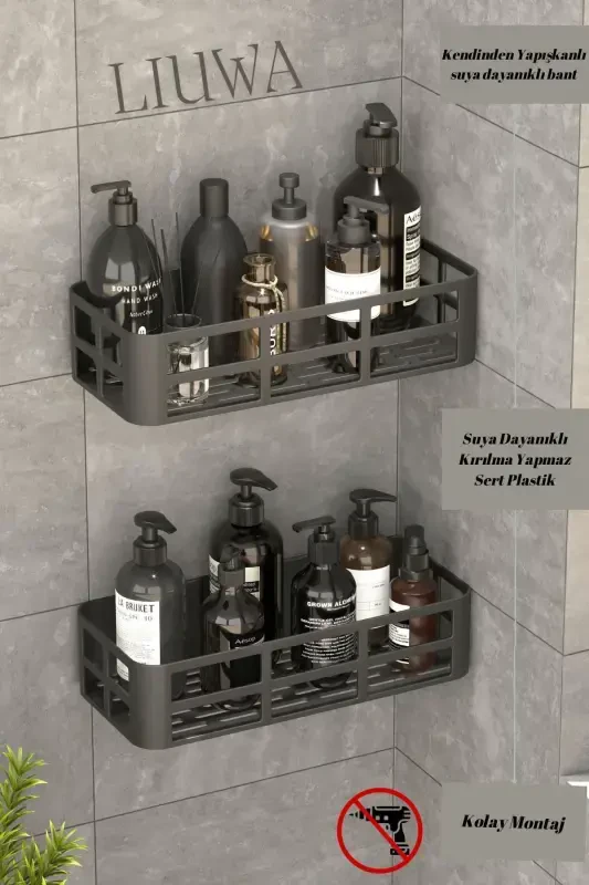 2-Tier Organizer Adhesive Bathroom Shelf, Shampoo, Soap, Shower Gel (PR) - 3