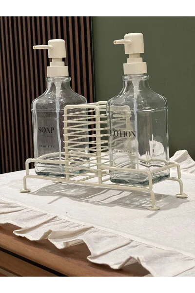 2-Tier Stand Cream Soap Dispenser Set (Hands, Dishes) - 4