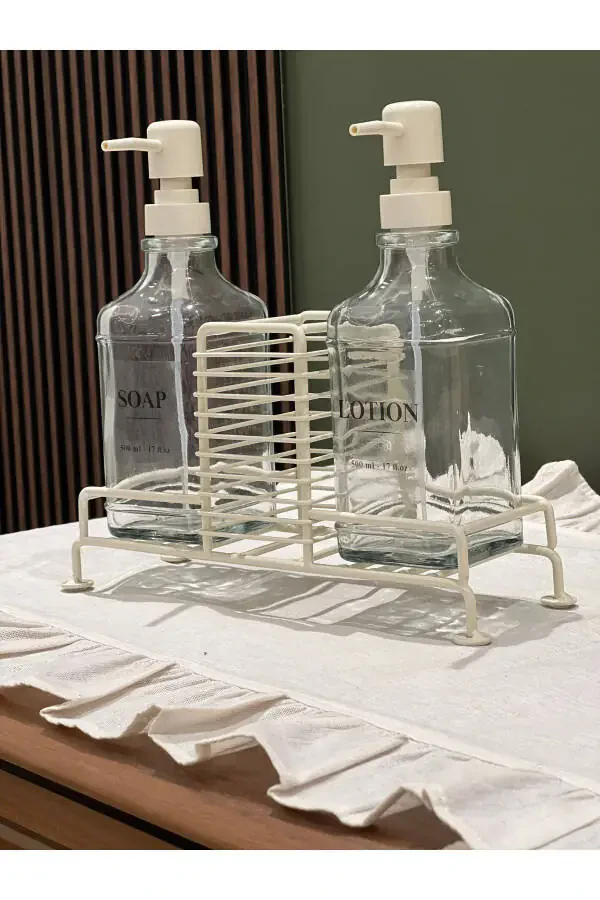2-Tier Stand Cream Soap Dispenser Set (Hands, Dishes) - 4