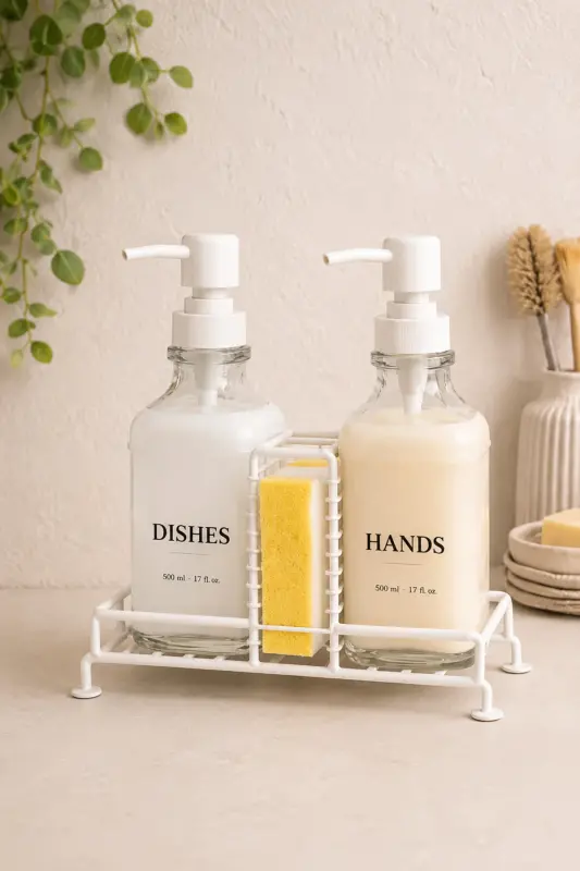 2-Tier Stand Cream Soap Dispenser Set (Hands, Dishes) - KAIHOME