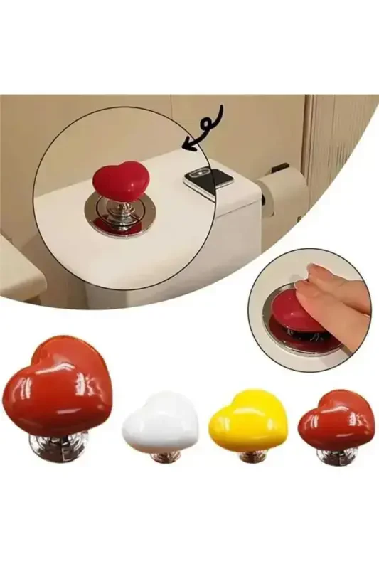 2 Toilet Push Button Knob, Heart Toilet Lid Handle Flush Button - ZEIXPOW