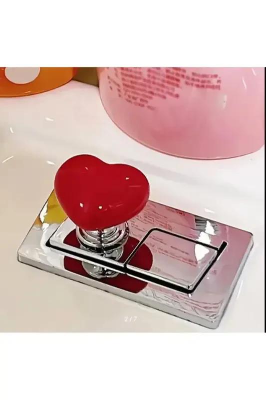 2 Toilet Push Button Knob, Heart Toilet Lid Handle Flush Button - 3