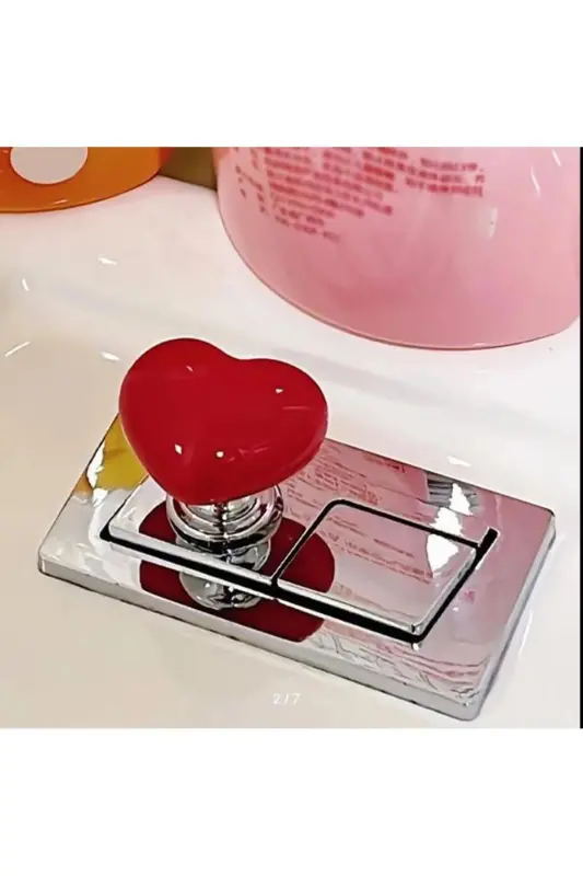 2 Toilet Push Button Knob, Heart Toilet Lid Handle Flush Button - 3
