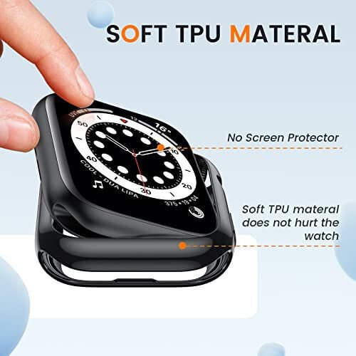 2 упаковки Goton Bumper Case для Apple Watch Series SE2 SE 6 5 4 40 мм. Ультратонкий, мягкий TPU, ударопрочный чехол-бампер для аксессуаров iWatch. (Защитная пленка для экрана не включена) 40 мм Черный + Черный - 5