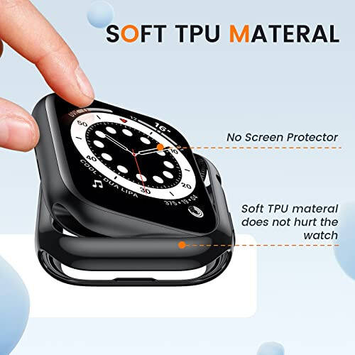 2 упаковки Goton Bumper Case для Apple Watch Series SE2 SE 6 5 4 40 мм. Ультратонкий, мягкий TPU, ударопрочный чехол-бампер для аксессуаров iWatch. (Защитная пленка для экрана не включена) 40 мм Черный + Черный - 5