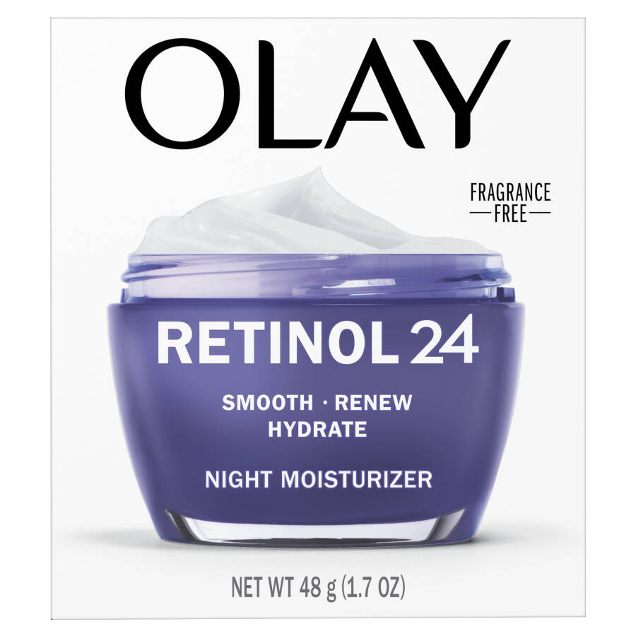 (2 упаковки) Olay Face Moisturizer Retinol 24 Ночной крем, Regenerist, Бесцветный лицевой увлажняющий крем, 1,7 унции - 17