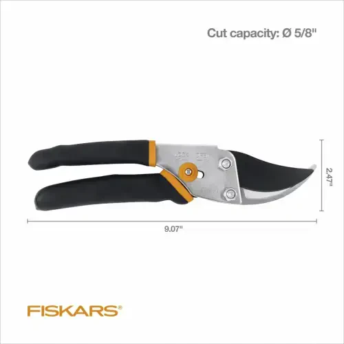 (2 pack) Fiskars Traditional Bypass Pruner, Steel Blade and Non-Slip Handle ,5/8
