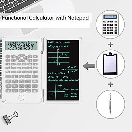 2 в 1 научный калькулятор с пишущей планшетом, настольный карманный ЖК-научный калькулятор блокнот Профессиональный финансовый калькулятор для домашней школы Офис Бизнес(белый) - 4