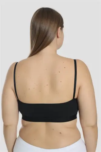 2 White-Black Women's Nursing Half Cami Bralettes with Lycra Spaghetti Straps - 4
