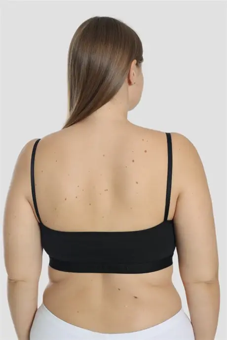 2 White-Black Women's Nursing Half Cami Bralettes with Lycra Spaghetti Straps - 4