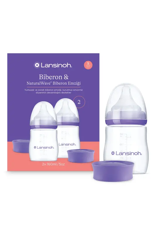2 x 160 ml Baby Bottles and NaturalWave® Bottle Teats - LANSINOH