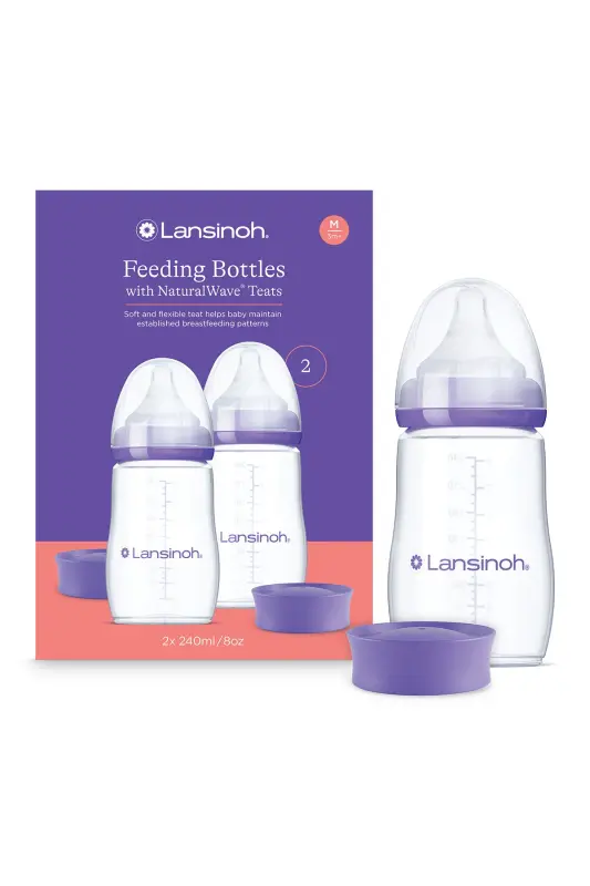 2 X 240 ml Baby Bottles and NaturalWave® Teat - LANSINOH