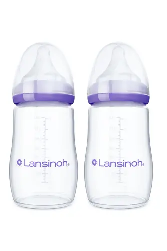 2 X 240 ml Baby Bottles and NaturalWave® Teat - LANSINOH (1)