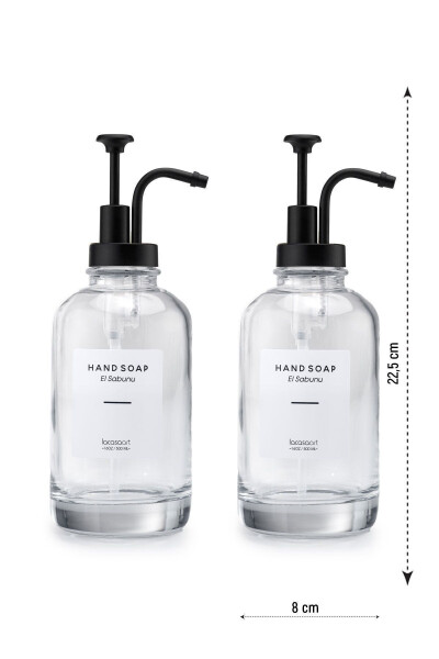 2 х 500 мл Насточный стеклянный дозатор для жидкого мыла для кухни (6 НАКЛЕЕК) Lcats20121 - 4