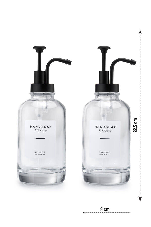 2 х 500 мл Насточный стеклянный дозатор для жидкого мыла для кухни (6 НАКЛЕЕК) Lcats20121 - 4