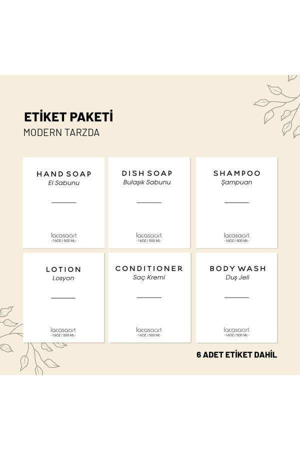 2 х 500 мл Насточный стеклянный дозатор для жидкого мыла для кухни (6 НАКЛЕЕК) Lcats20121 - 5