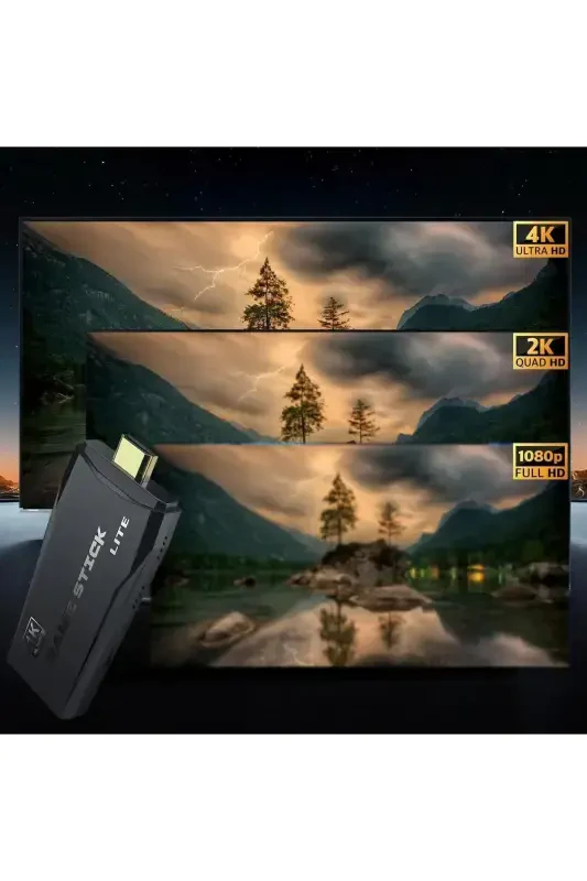 20 000 ta o'yinli simsiz ikki boshqaruvchiga ega o'yin konsoli 4K Full HD Game Stick TV o'yin konsoli Retro Atari - 3