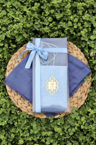 20 Adet Eşarplı Yasin Hediyelik Mevlid Seti Y201 Mavi - BILENLER (1)