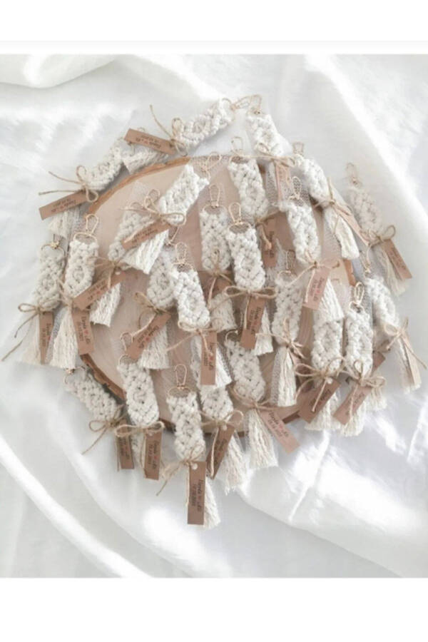 20 adet makrome anahtarlık hediyelik söz nişan doğum günü hediyeligi - 2