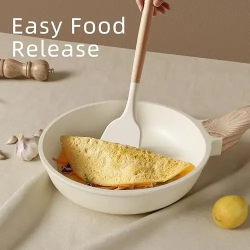 20 dona qozon va tava to'plami yopishmaydigan, oshxona yopishmaydigan idish-tovoq to'plamlari, oq granit induksion idish-tovoq toksik bo'lmagan pishirish to'plami / qovurilgan tovlar, soslar, 4 stakanli tava, PFOS va PFOA bepul - 4