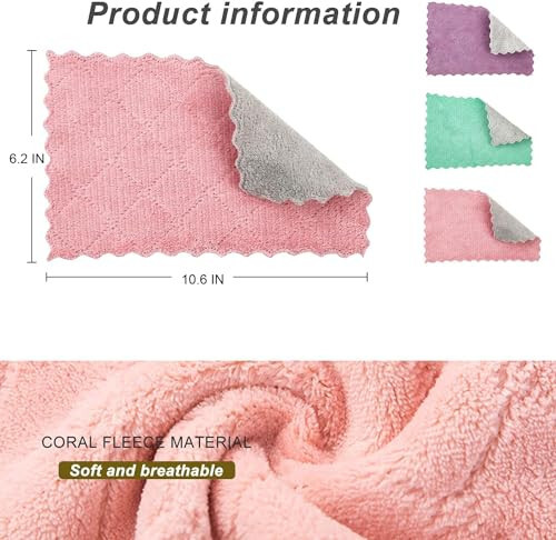 20 dona tozalash matosi, oshxona matosi, idish sochiqlar, super yutuqchi marjon baxmal idish sochiqlar, mikrofiber sifatli yumshoq choy sochiqlar, tez quriydigan latta, koʻp maqsadli qayta ishlatiladigan yuvish matosi, yopishmaydigan yogʻ matosi. - 6