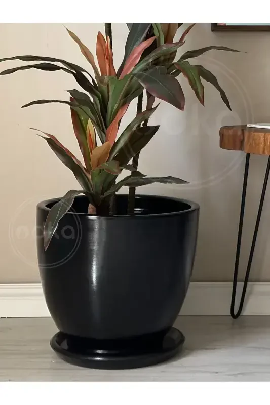 20 liter Classic Pot with Saucer 30cmx30cm Black-BLACK - 3