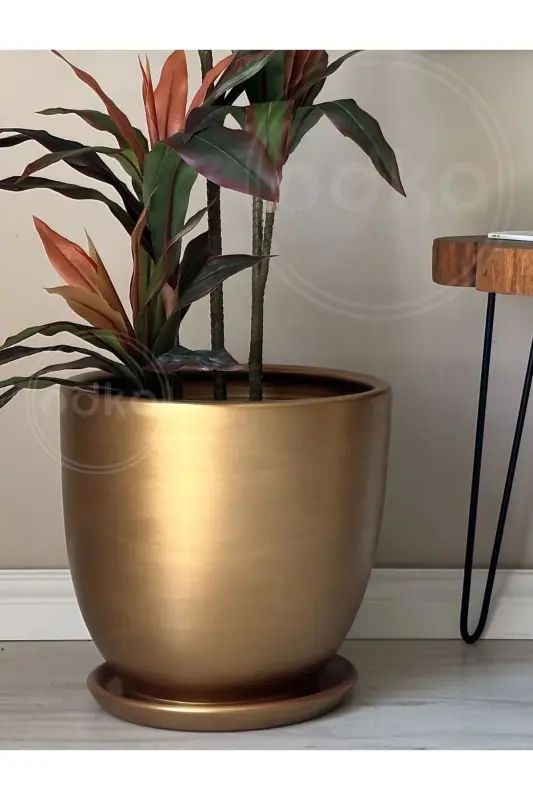 20 liter Classic Pot with Saucer 30cmx30cm Gold-Gold - 3