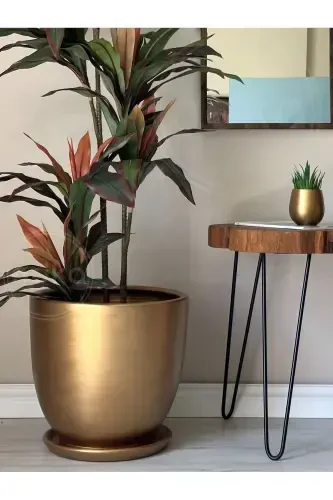 20 liter Classic Pot with Saucer 30cmx30cm Gold-Gold - ODKA (1)