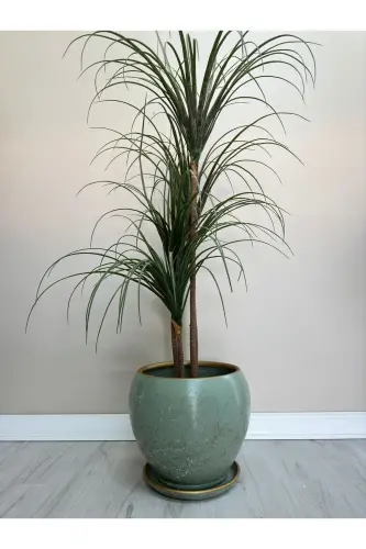 20 liter Sphere Flowerpot with Saucer 27cmx27cm Lily Mint Green-White-Gold - Mint Green-White-Gold - ODKA (1)