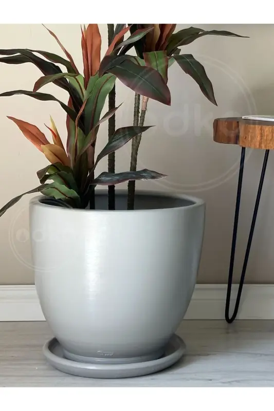 20 Litre Classic Pot with Saucer 30cmx30cm Granite Grey-GRANITE - 3
