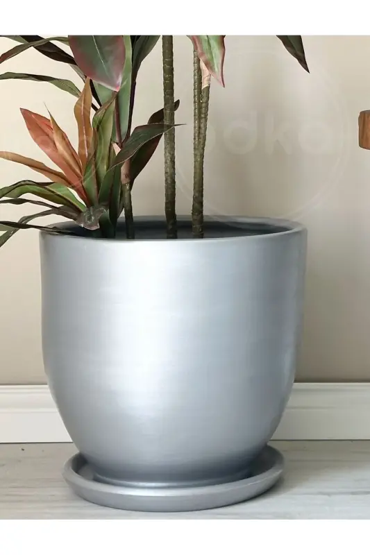 Klasik Saksı Tabaklı 30cmx30cm Gümüş - Gümüş - 3