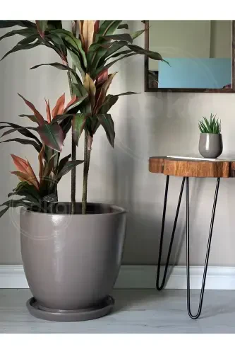 20litre Klasik Saksı Tabaklı 30cmx30cm Vizon-Vizon - 2