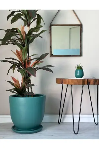 Klasik Saksı Tabaklı 30cmx30cm Zümrüt Yeşili - Zümrüt 