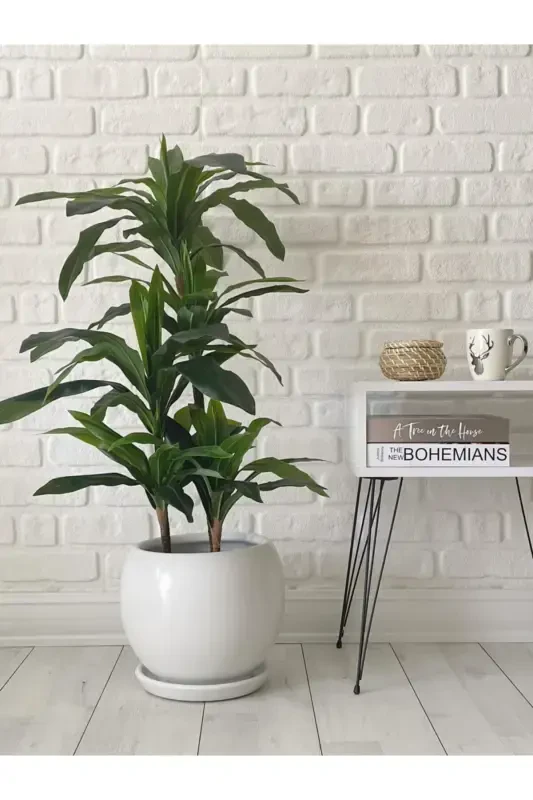 20litre Küre Saksı Tabaklı 27cmx27cm Kırık Beyaz Renk-KIRIK BEYAZ - 1