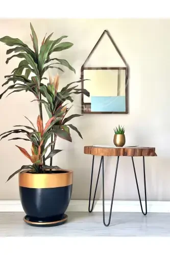 20 Litre Pot with Saucer Diameter: 30cm X Height: 30cm Black Gold-Black - 1