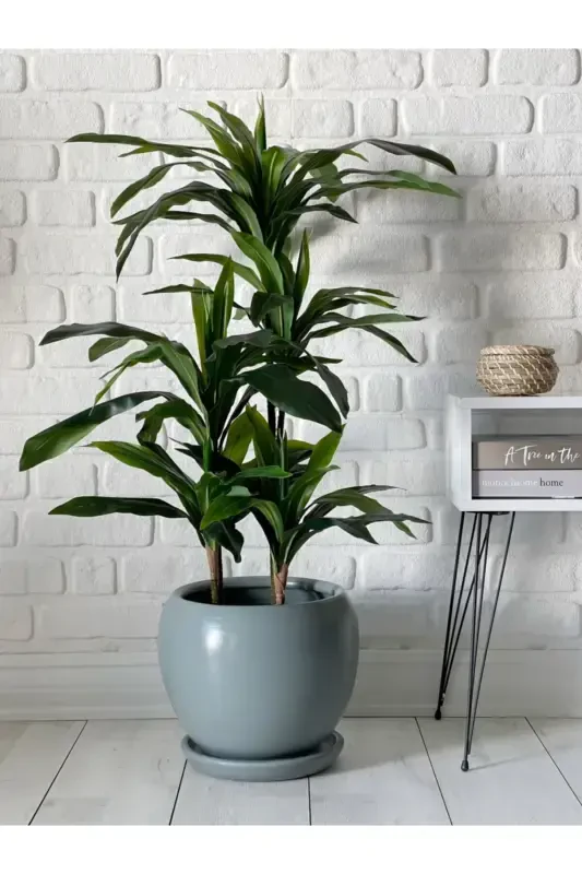 20 Litre Sphere Pot with Plate 27cmx27cm Smoked Color Marble Patterned-Smoked - 1