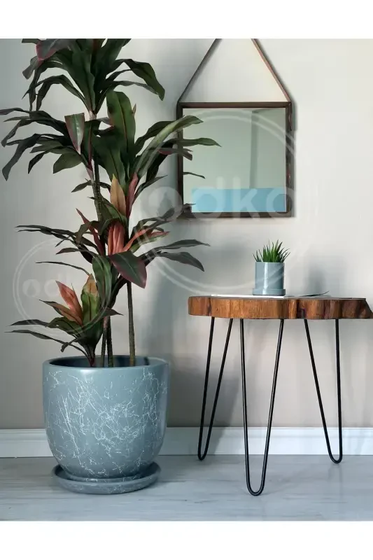 20 литров Классический Горшок с Поддоном 30смx30см Mia Дымчатый Мраморный Узор-Дымчатый Мраморный Узор - 1