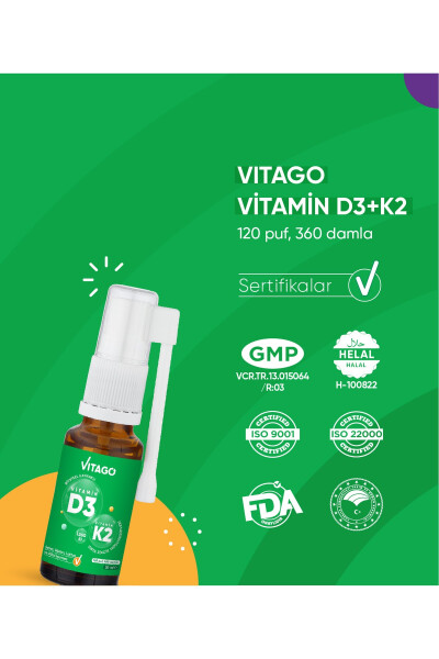 20 ml Plant-Based Spray with Vitamin D3 (1000 IU) + Vitamin K2 - 5