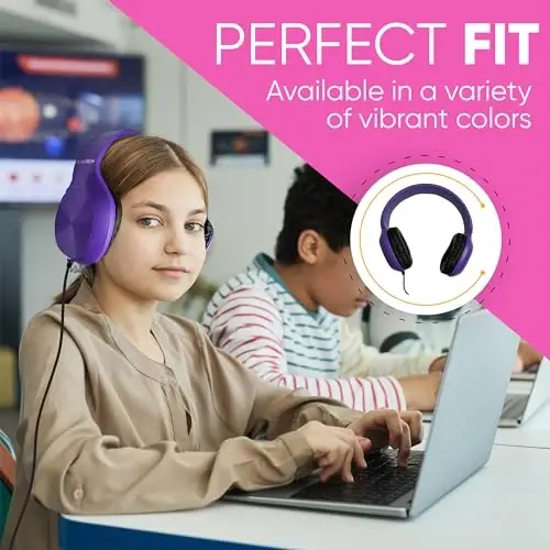 20 Pack Bulk Wired On-Ear Leather Headphones with 3.5mm Connector, Oval Metal Housing, Black - 4