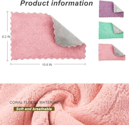 20 Pack Cleaning Cloth Kitchen Cloth, Dish Towels Super Absorbent Coral Velvet Dishtowels, Microfiber Premium Soft Tea Towels, Quick Dry Rags, Multipurpose Reusable Washcloths, Non-Stick Oil Cloths. - 6