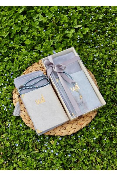 20 Piece Scarfed Yasin Mevlid Gift Set Y201 Grey - BILENLER