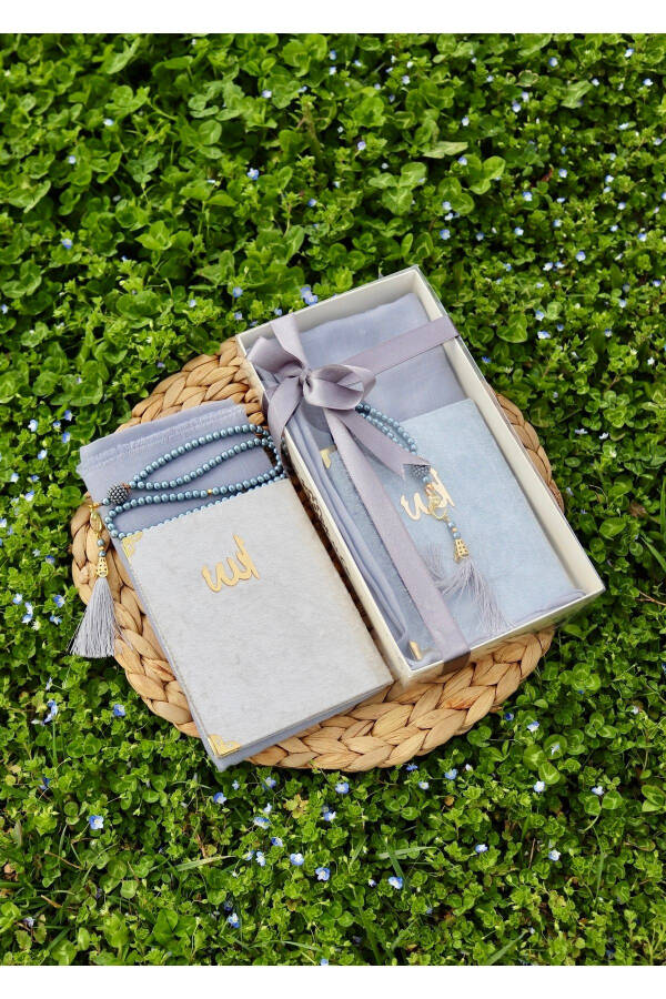 20 Piece Scarfed Yasin Mevlid Gift Set Y201 Grey - 1