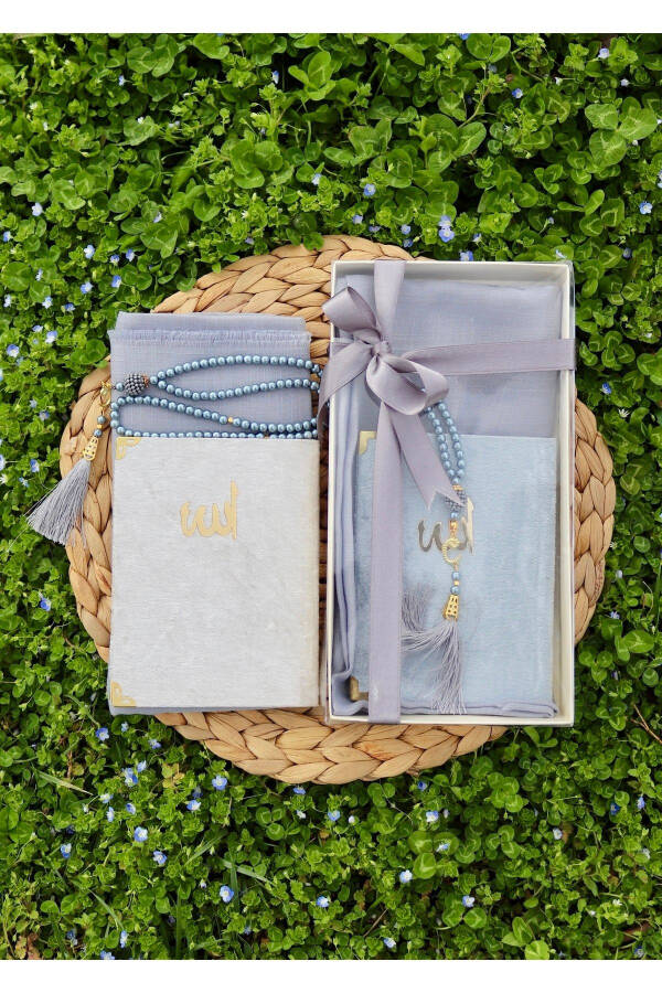 20 Piece Scarfed Yasin Mevlid Gift Set Y201 Grey - 2
