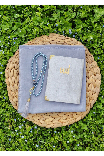 20 Piece Scarfed Yasin Mevlid Gift Set Y201 Grey - 5