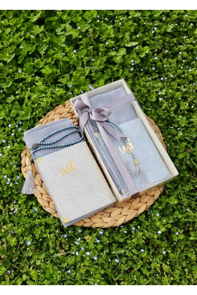 20 Piece Scarfed Yasin Mevlid Gift Set Y201 Grey - Modazone