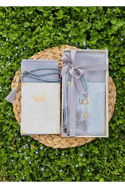 20 Piece Scarfed Yasin Mevlid Gift Set Y201 Grey - Modazone (1)