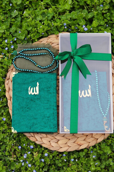20 Piece Scarved Yasin Gift Mevlid Set Y201 Green - BILENLER (1)