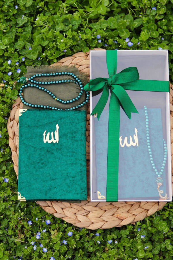 20 Piece Scarved Yasin Gift Mevlid Set Y201 Green - 2